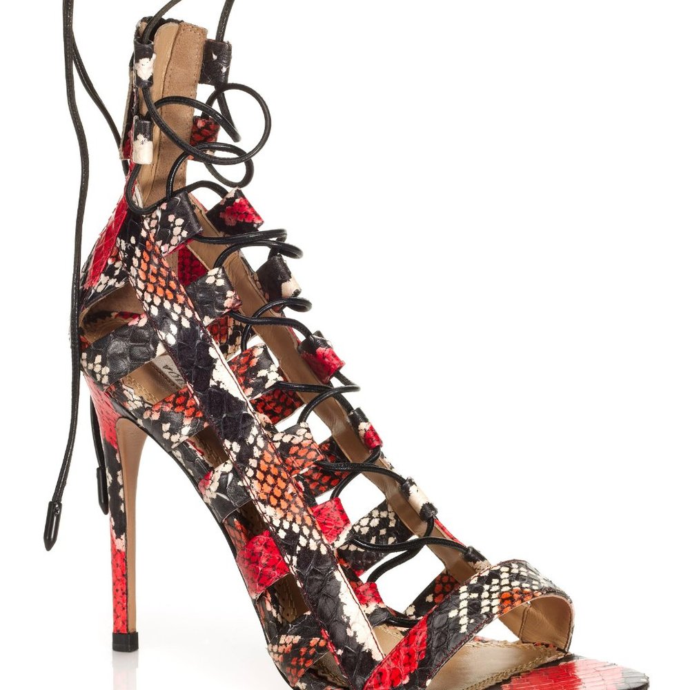 Aquazzura Red Amazon Lace Up Bootie - size 38